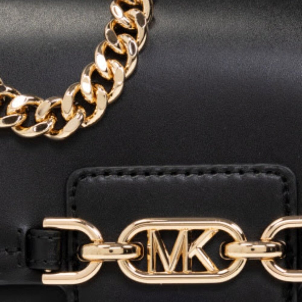 NEW ✅ Michael Kors Heather Large Leather Shoulder Bag BLACK ⭐ NEW - Picture 6 of 16